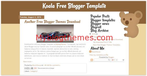 Brown Animal Koala Blogger Template